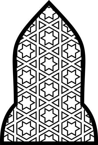 islamic window shape with decorative arabic line vector