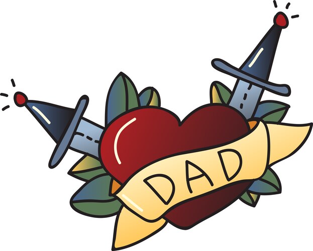 Tattoo love for dad on white background Vector Image