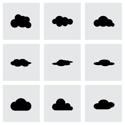 Black cloud icons set Royalty Free Vector Image