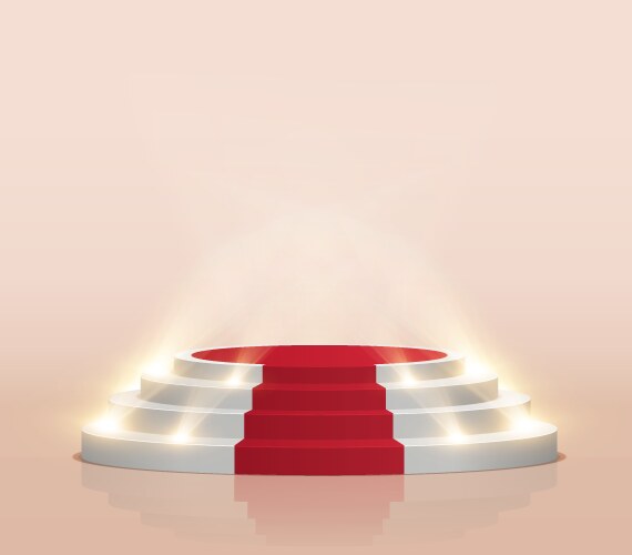 Empty white stage with red carpet Royalty Free Vector Image