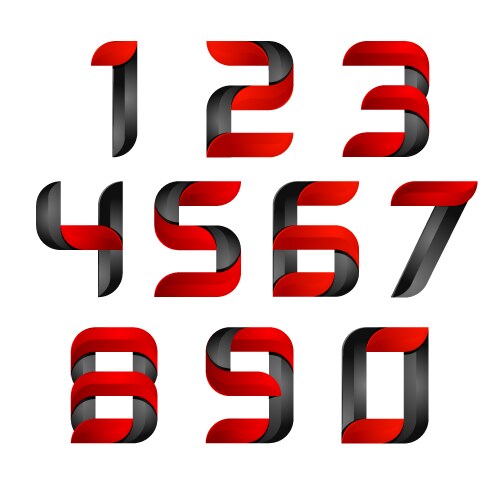 3d number set logo with speed red and black design vector image