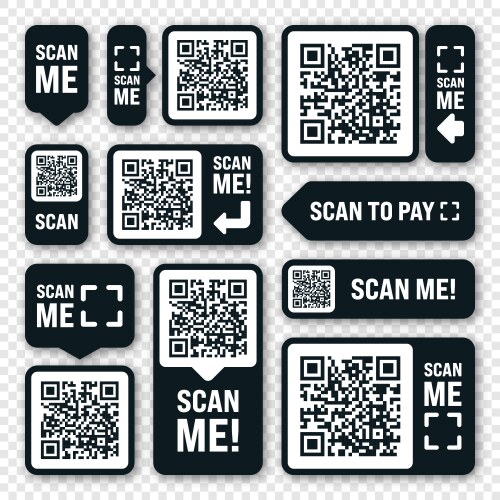 Scan me qr code sticker online payment special vector image