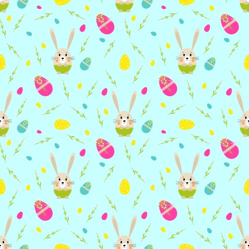 Seamless easter pattern rabbit egg flower – Royalty-Free Vector ...