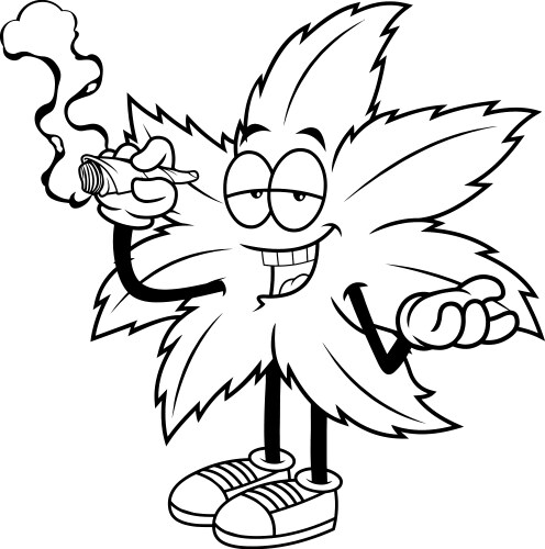 Funny Marijuana Leaf Character Smoking Vector Image