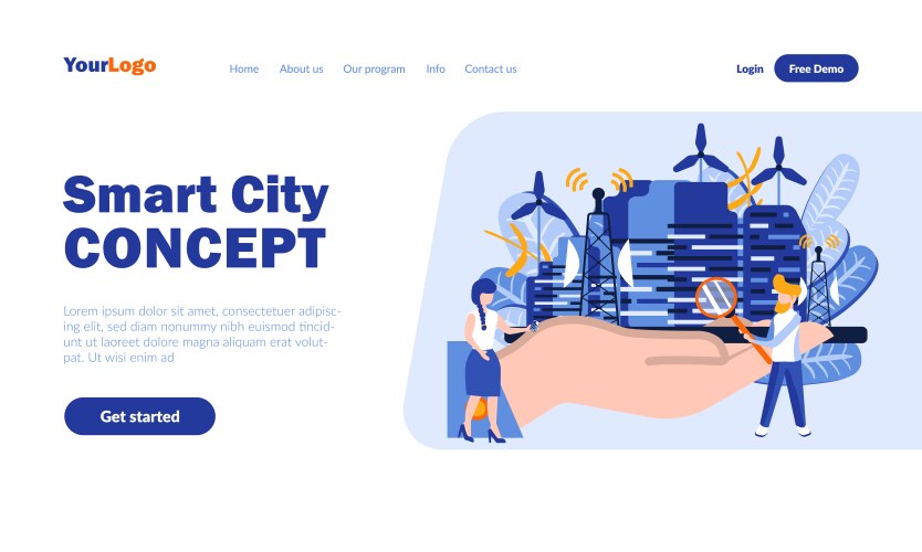 smart city concept landing page template vector image