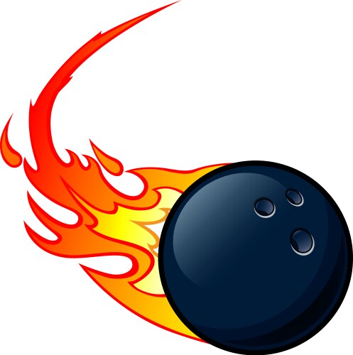 Cartoon flaming fast bowled bowling ball Vector Image