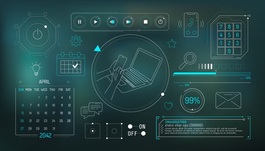 Set of infographic elements about computer vector image