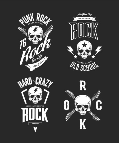 Retro Punk Rock Skull Logo Vector Image