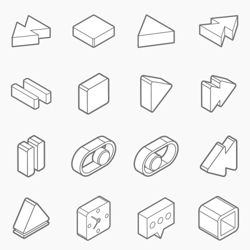 isometric outline icons 3d pictograms vector