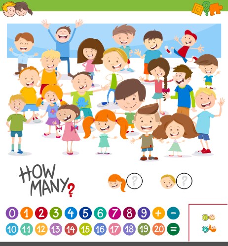 cartoon game of counting children vector