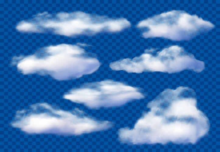 Realistic white soft clouds Royalty Free Vector Image