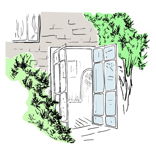 Garden sketch hand-drawn open glass Vector Image