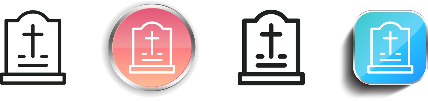 Grave icon thin linear regular and button style vector image