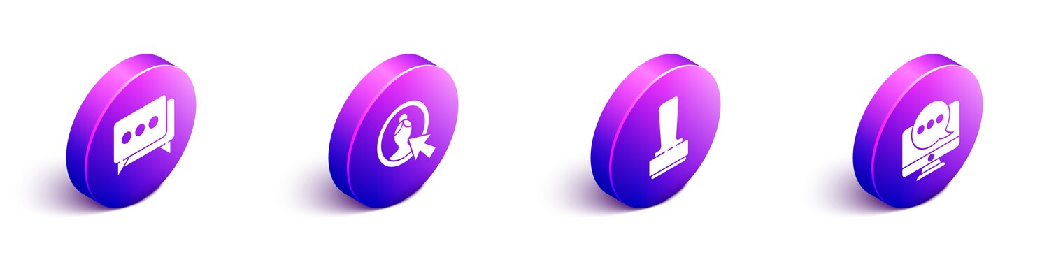 Set isometric speech bubble chat create account Vector Image