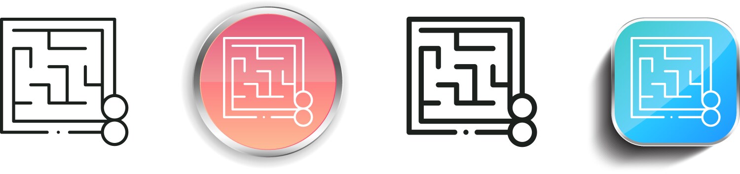 Maze icon thin linear regular and button style vector image