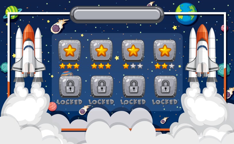 Screen template for computer game with space vector image