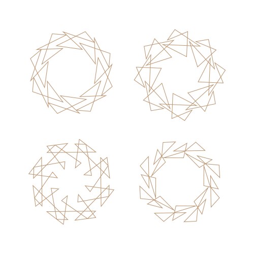 Set of abstract circle wire frame triangle line vector image