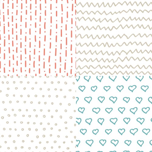 Abstract handdrawn seamless patterns set simple vector image