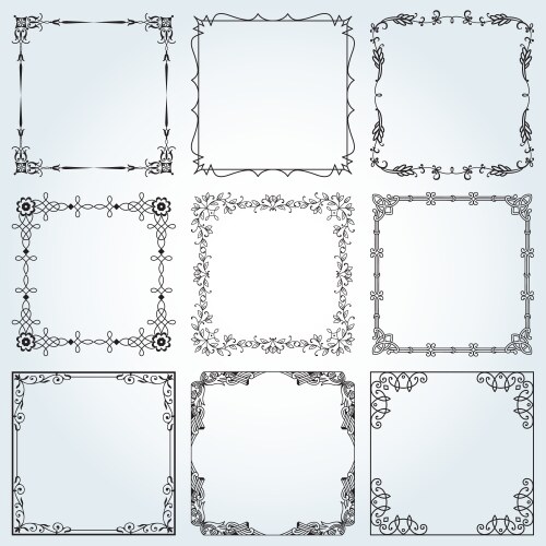 Decorative frames and borders square set Vector Image