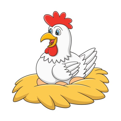 Cartoon a hen that is incubating her eggs Vector Image