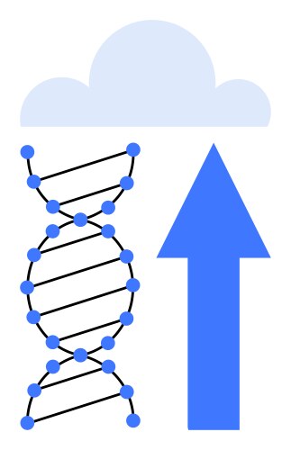 Dna helix moving towards cloud with upward arrow vector image
