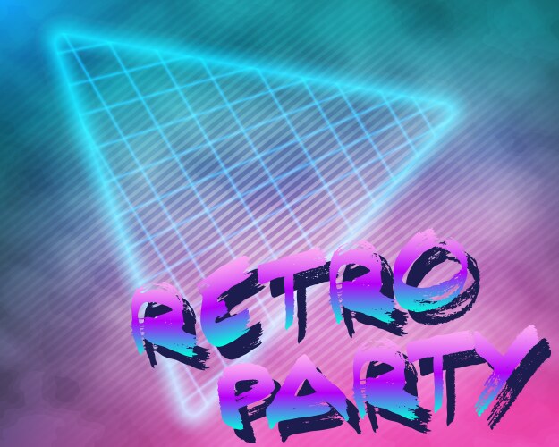 Neon style triangle techno background outer space vector image