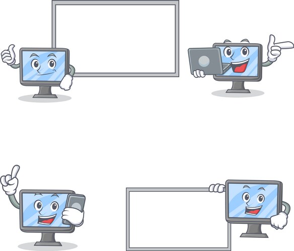 Monitor Character Set with Board Vector Image