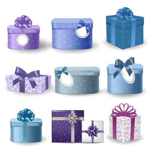 Christmas gift boxes on white background vector image