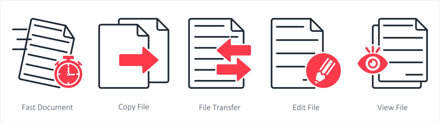 A set of 5 files icons as fast document copy file vector image