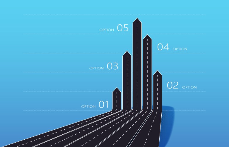 modern 3d arrow roads map of business and journey vector image