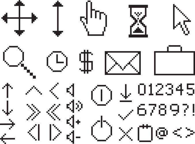 Pixel hand cursors collection Royalty Free Vector Image