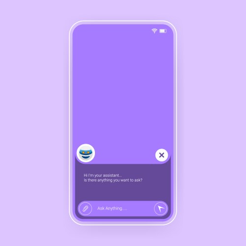 Purple ai chatbot user interface design vector image