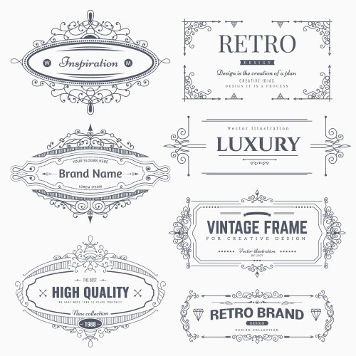Calligraphic ornaments and frames Royalty Free Vector Image