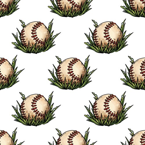 Cute cartoon baseball doodles seamless border Vector Image