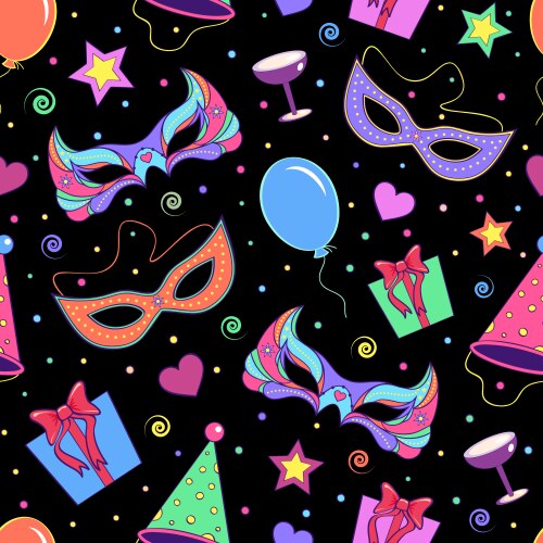 Seamless pattern with different elements of party vector image