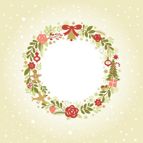 Vintage christmas wreath greeting card Royalty Free Vector