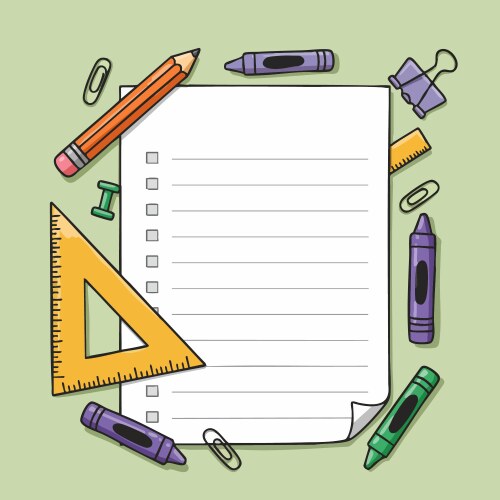 Checklist paper with ruler pencil crayons Vector Image
