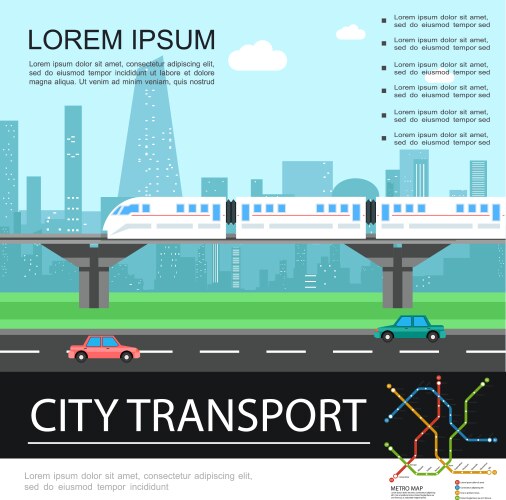 Flat public transport horizontal banners Vector Image