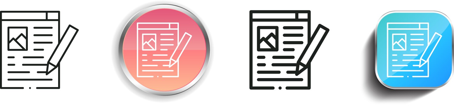 Blog icon thin linear regular and button style vector image