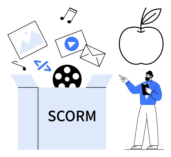 E-learning content in scorm format with educator vektorbild