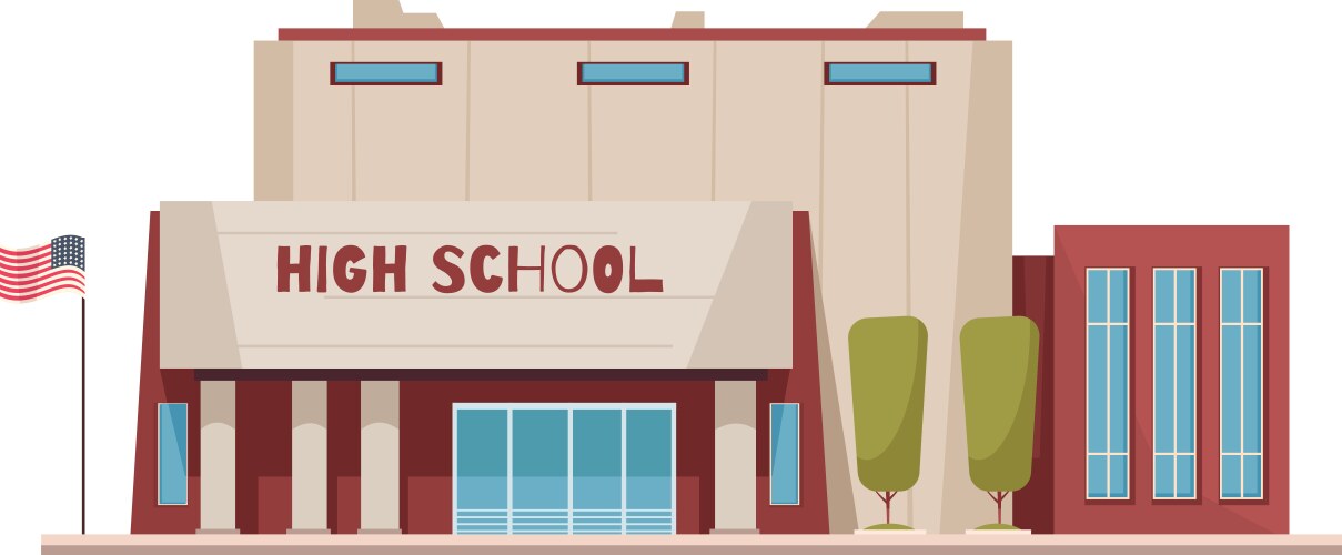 high school building vector image vector image