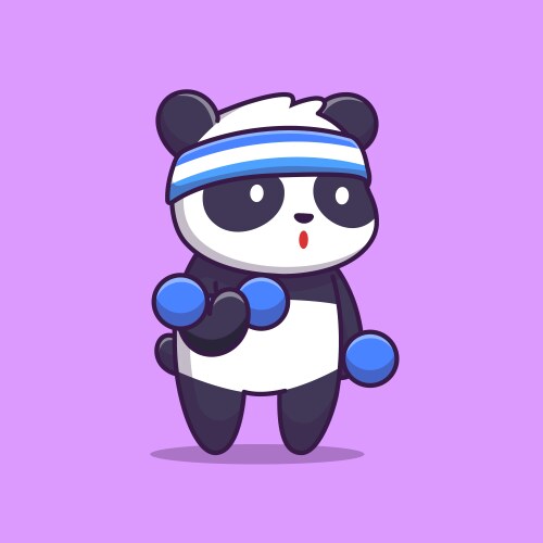 cute panda gym cartoon vector