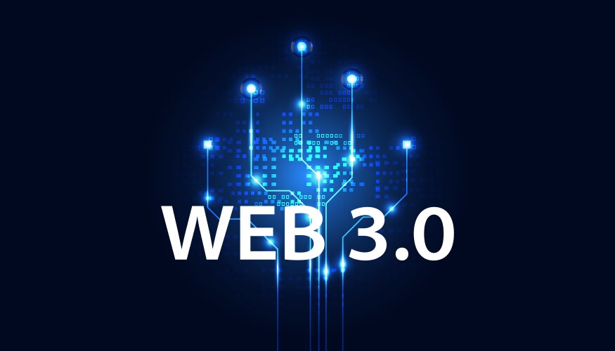 abstract web 30 and blockchain link technology vector