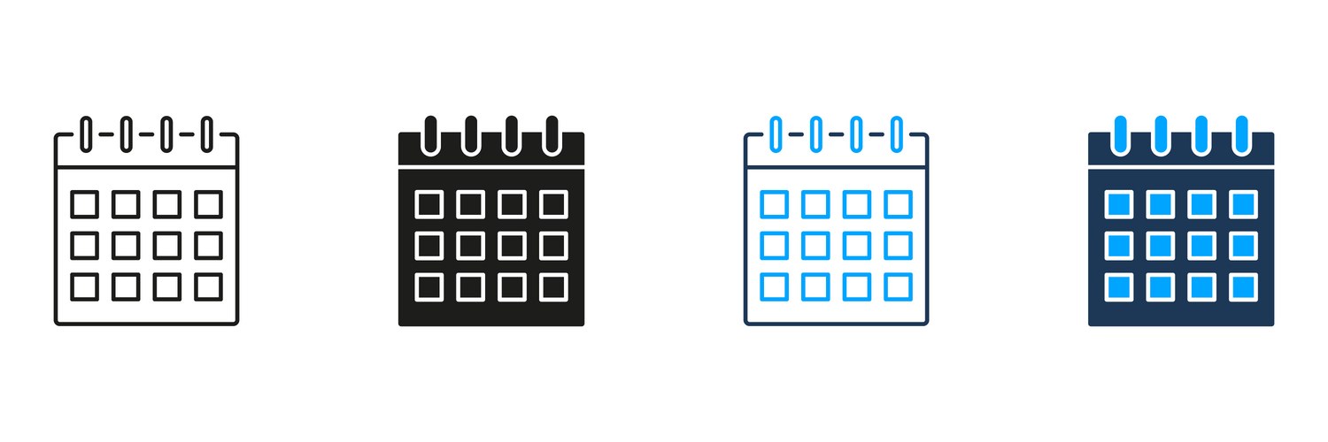 Calendar icon line and solid set date Vector Image