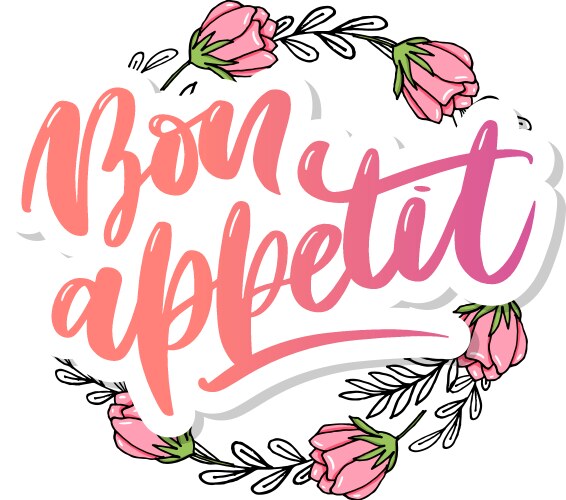 bon appetit hand drawn lettering vector image