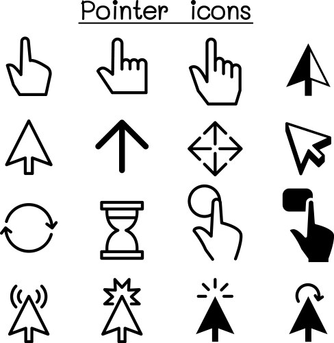 Pointer cursor click icons vektorbild