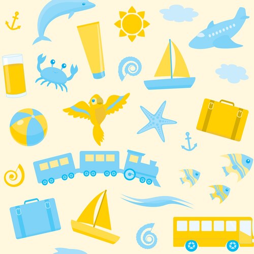 Seamless pattern with travel icons Vector Image