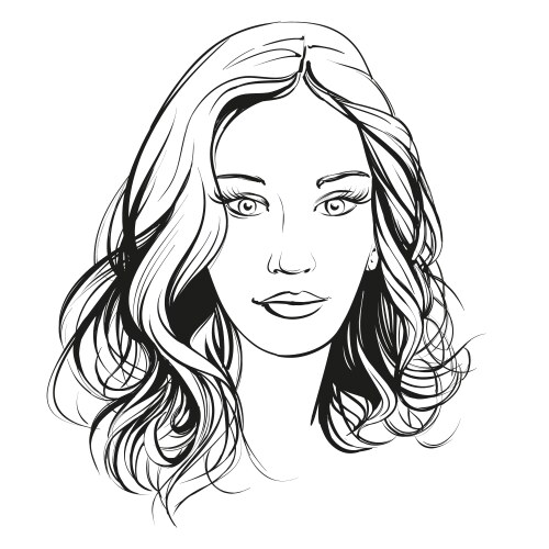 Beautiful woman face hand drawn Vector Image