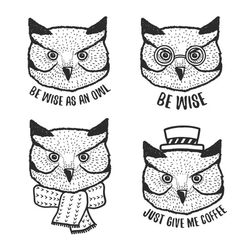 Adorable Owl Head Prints Vector Image