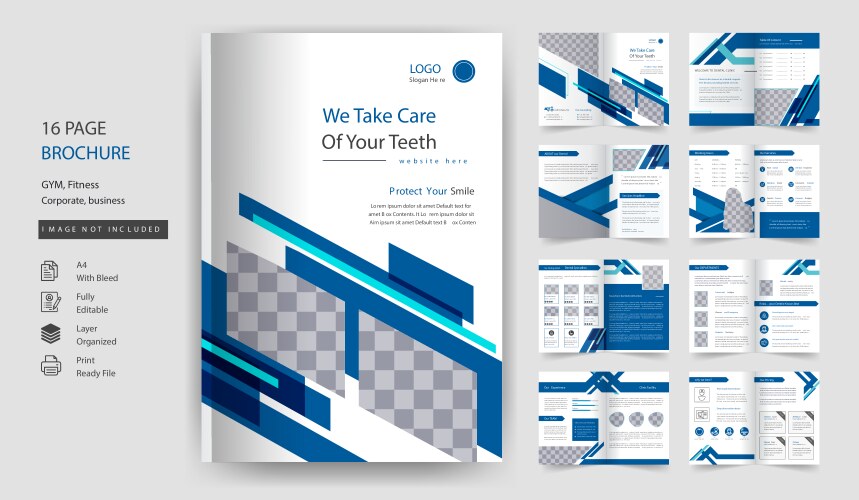 16 pages dental healthcare medical a4 design vector image